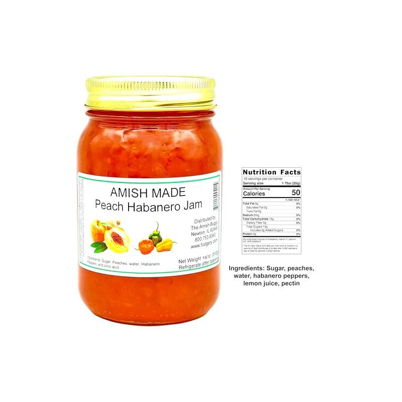 Amish Jam - Two 16 Oz Jars (Peach Habanero)