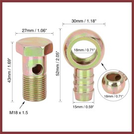 HEROFFIX 18mm Banjo Hose Barb Bolt Fitting Banjo Bolt Washer Metal for Motorcycle Car Replace Parts