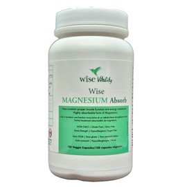 Wise Vitality Magnesium Absorb Supplement, 120 Veggie Capsules