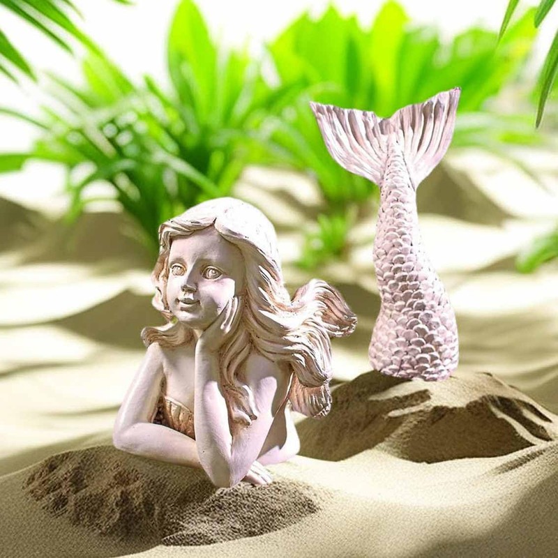 Generic BGBWBFBR Handmade Mermaid Statue Set with Blue and White