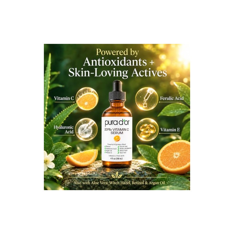 Pura D'or Vitamin C Serum, 4 Ounce
