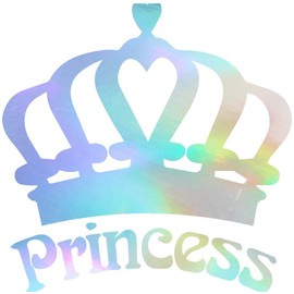 ANGDEST Princess Crown (Hologram) (Set of 2) Premium Waterproof Vinyl Decal Stickers for Laptop Phone Accessory Helmet Car Window Bumper Mug Tuber Cup Door Wall Decoration