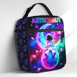 Bawpkn Kids Lunch Box Space Planet Reusable Insulated Lunch Bag for Kids Boys Girls Thermal Cooler Tote for School Travel Picnic Hiking Back to School Gifts