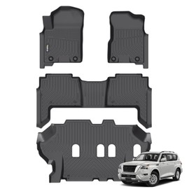 Wailtnb-All Weather Floor Mats for Nissan Armada/Infiniti QX80 2019-2024 Bench Liners Custom Fit Nissan Armada Waterproof Durable Easy to Clean Accessories