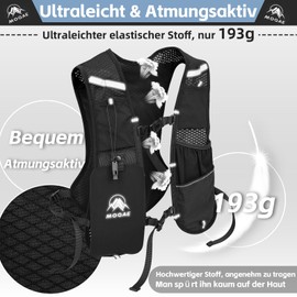 MOQAE 6L Running Vest for Men and Women, Multifunctional Ultralight Running Backpack, Waterproof, Reflective, Breathable Running Vest, Hydration Vest for Running, Marathon, Hiking, Camping, Cycling