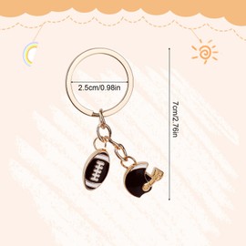 Rugby Keychain, Metal Sports Key Chain Mini Rugby Ball Keychain American Football Keyring for Team Rugby Themed Party Birthday Party Carnival Favors Gifts Souvenirs Supplies