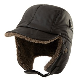 Comhats Warm Trapper Hat Men's Winter Hat Faux Leather Hat Unisex Aviator Hat Fur Hat, 99708_Coffee