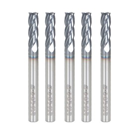 TINVHY 5PCS Milling Cutters with 4 Slots, 5/8in Diameter, 2in Cutting Length, 3/16in Total Length