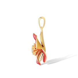 Santuzza Peony Pendant 925 Sterling Silver White Cubic Zirconia Enamel Red Flower Pendant for Women