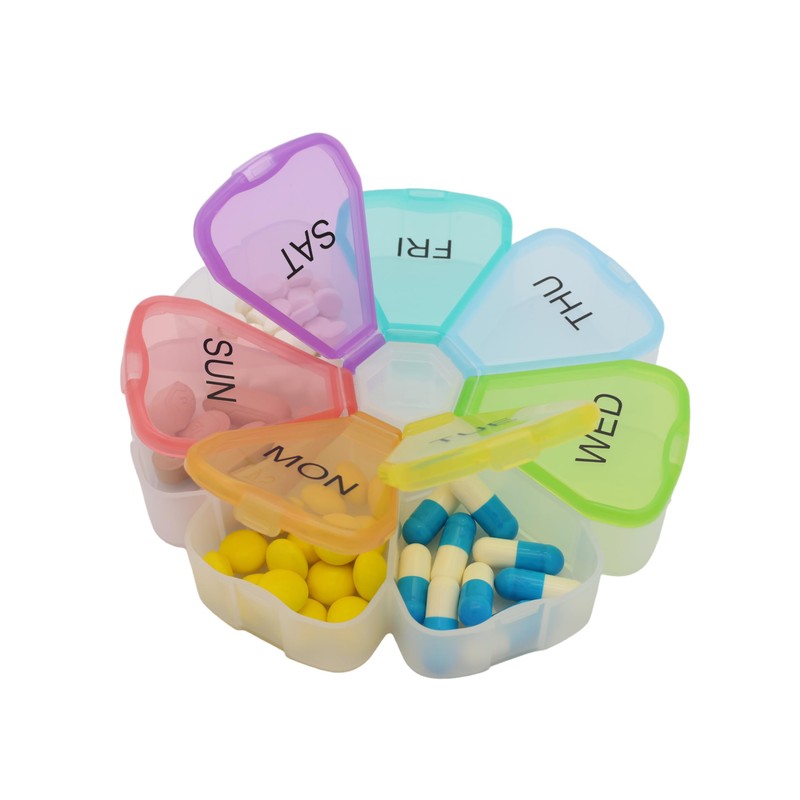 7 Day Weekly Pill Round Organizer, ShysTech Large Pill Case