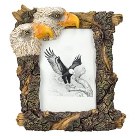 Figuren Shop GmbH Eagle Picture Frame - Bald Eagle Design, 15 x 10 cm Picture Size, 22.5 cm Height, Western Decorative Bird