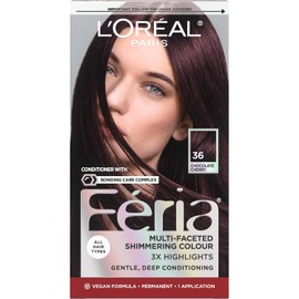 L'Oréal Paris Feria Multi-Faceted Shimmering Permanent Hair Color, 36 Chocolate Cherry (Deep Burgundy Brown) (1 Kit) Hair Dye