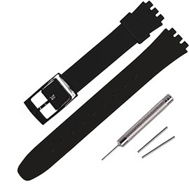 Rihahisy 12mm Silicone Rubber Watch Strap/Watch Band Replacement for Swatch (Black)