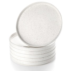 Nucookery Ceramic Dinner Plates Set of 6, 10 Inch Salad Plates, Round Dessert Plates, Large Dinnerware Plates for Kitchen, Microwave, Oven Safe, Scratch Resistant - Speckled White