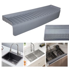 Silicone Sink Edge Protector & Splash Guards With Suction Cup for Kitchen and Bathtub - Multifunction Countertop Protector - 20" x 4" (Grey)