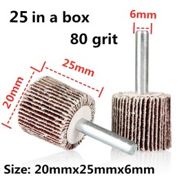 FEIHU 25 Pcs 20X25x6mm Flap Wheels Set.for Removing Rust, Deburring, Grinding Polishing Flat.Compatible with 6mm Power Tools and Grinders (80 Grains)