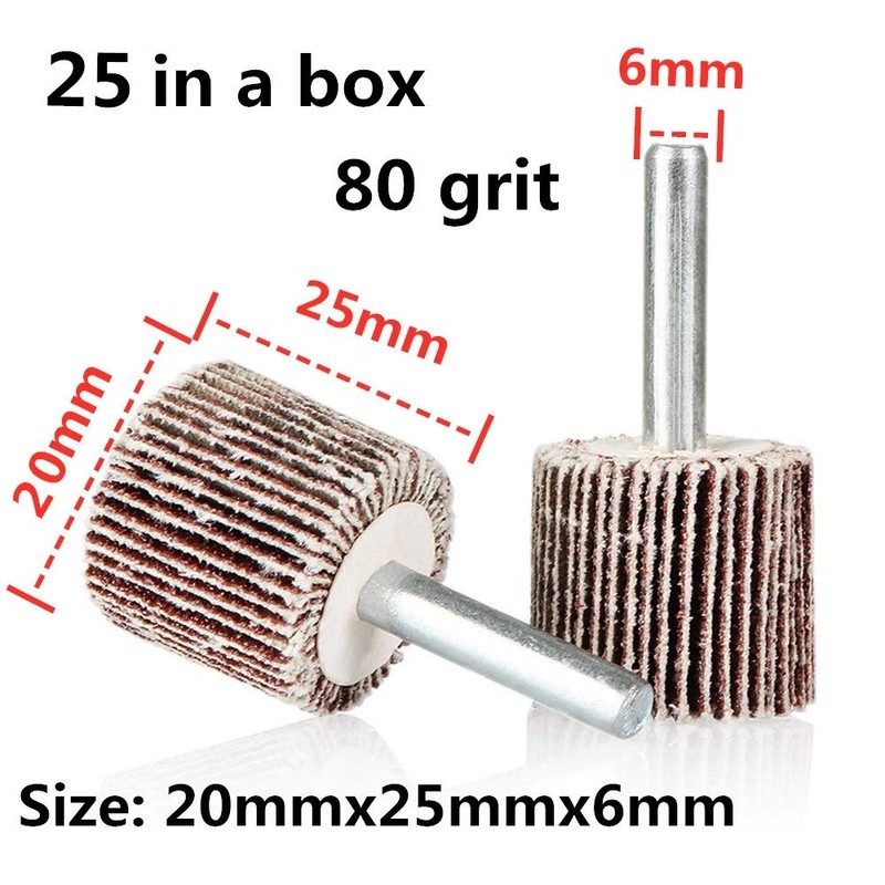 FEIHU 25 Pcs 20X25x6mm Flap Wheels Set.for Removing Rust, Deburring,