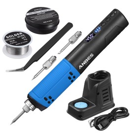 ANBES Cordless Soldering Iron Kit, 5V 8W Digital Display Wireless Portable Solder Iron Pen with LED Spotlight, Adjusable Temperature & Autosleep Mode, USB Rechargeable Soldering Tools for Electronic