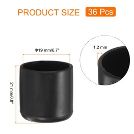 sourcing map 36pcs Round Chair Leg Caps 19mm/0.7" PVC Chair Leg Floor Protectors Non-Slip Chair Feet Covers for Hardwood Floors Furniture Protectors, Black
