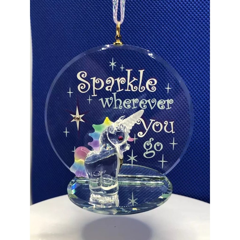 Unicorn Glass Ornament, Christmas Tree Hanging Ornament, Holiday Gift