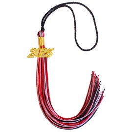GRADFTY 2025 Tassel Graduation, Black White and Red Tassel 2025