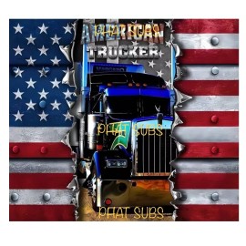 Unbranded 20oz Sublimation Tumbler Wrap American Trucker Ready To Press Heat Transfer