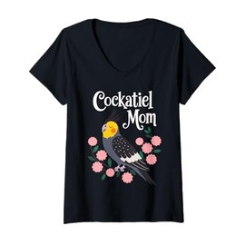 Womens Cool Cockatiel Design For Women Girls Cockatiel Bird Lover V-Neck T-Shirt