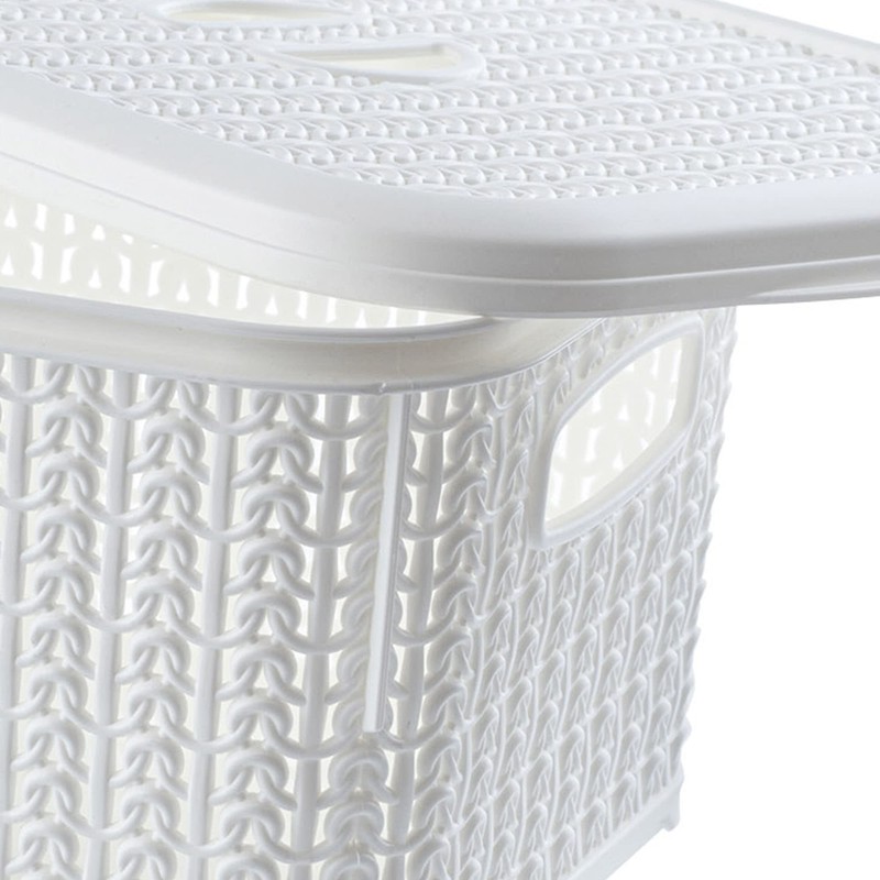 KADAX Storage Basket with Lid, 6L, Plastic Storage Box, Rectangular