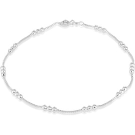 Savlano 925 Sterling Silver 9, 10 Inches Chain Anklet for Women Comes With a Gift Box