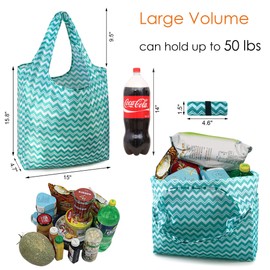 BeeGreen Reusable Grocery Bags Lightweight Durable Shopping Bags Washable Foldable 12 Pack Xlarge Classic Geometric Design Gift Tote Grocery Bags with Elastic Band and Separated Zipper Storage Pouch