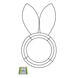Craft Supply Floral Garden Easter Bunny Head Shaped Wire Wreath Form - 9.5 x 17 Inches, Black