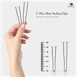 Sanas U Shaped Juda Pins 100Pcs 2Inches and 2.5Inches Bun Metal Clips Bridal U Pins Hair Styling Tool and Accessories for Kids Girls Women 100Pcs(Black)