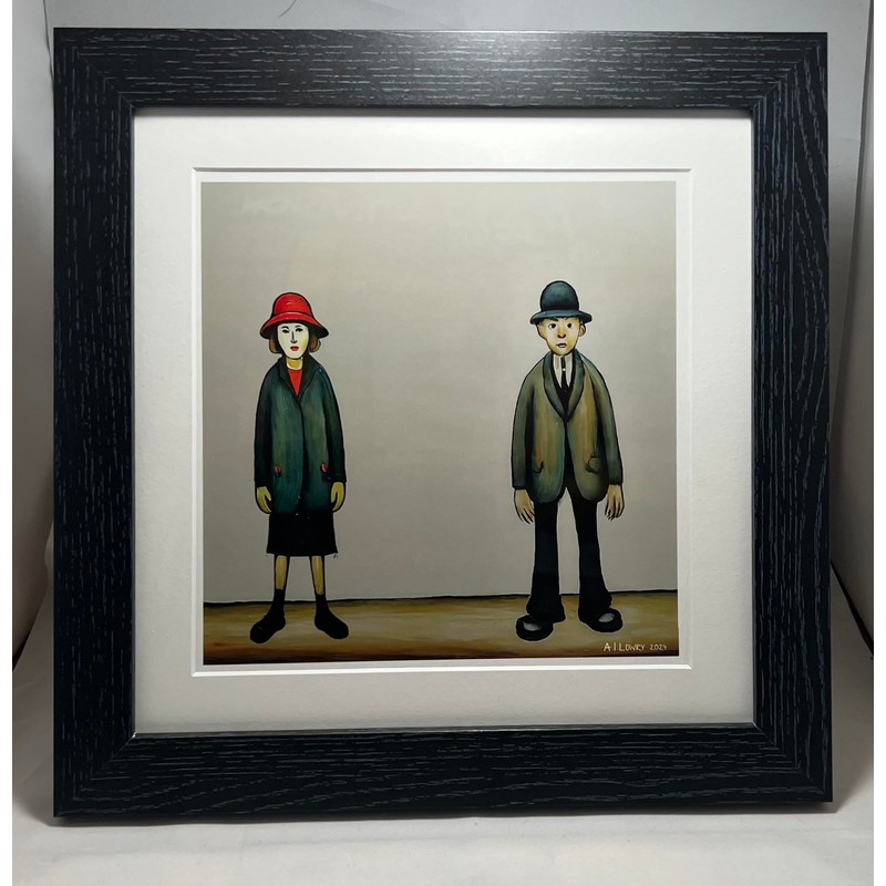 Greetingles Lowry-Style 12"/31cm Square Framed Print. Beautiful Black Ash Frame