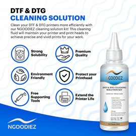 NGOODIEZ Printing and Cleaning Bundle - Universal Printhead Cleaner Kit for Direct Transfer Film Printers 250ml + DTF Transfer Film Roll for DTF Printer and Sublimation 11.75in x 328ft