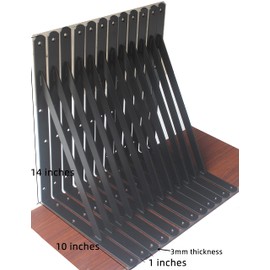 20 Pack L14" x H 10" Black Heavy Duty Shelf Brackets with Screws Metal Shelf Brackets Shelf Support Angle Brackets for Shelves L Brackets Heavy Duty Floating Shelf Brackets