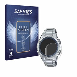 Savvies Pack of 4 Full Screen Protectors for Casio WVA-M650D-2A Full Cover Screen Protector Film [3D Curved, Transparent, Anti-Fingerprint]