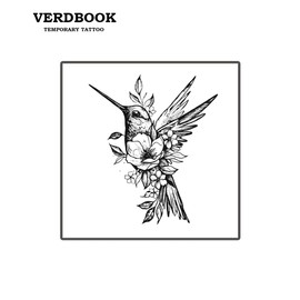 VERDBOOK Waterproof Temporary Tattoos: 2-Sheet Tattoo Kit with Realistic Body Stickers, Semi-Permanent Tattoos for Adults Lasting 7-15 Days – Safe for Men & Women, Hummingbird Flowers
