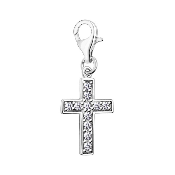 Oscaro Charms 925 Sterling Silver Cross Bead with Crystal CZ