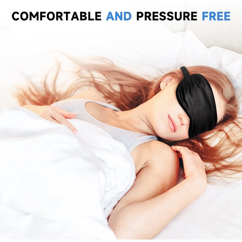 Sleep Mask Silk Eye Mask for Sleeping, Blackout Anti-Allergy Silk