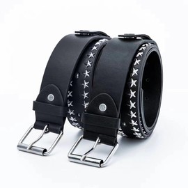 1pc Pentagram LED Belts Studded Leather Belts with Metal Buckles (Black)