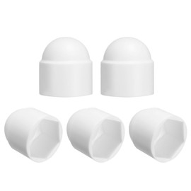 sourcing map 5Pcs Hex Nut Cover, M22x32x35mm Plastic Dome Nut Protection Cap Hex Screws Bolt Covers for Indoor Outdoor Furniture Automotive Bolts Decoration, White