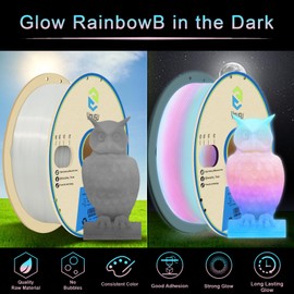 YOUSU Glow in The Dark Rainbow Luminous PLA Filament 1.75mm, 1kg 3D Printer Multicolor Filament Gradient, Color Change Filament with High Brightness, Fast Glow and Long Time Glowing.