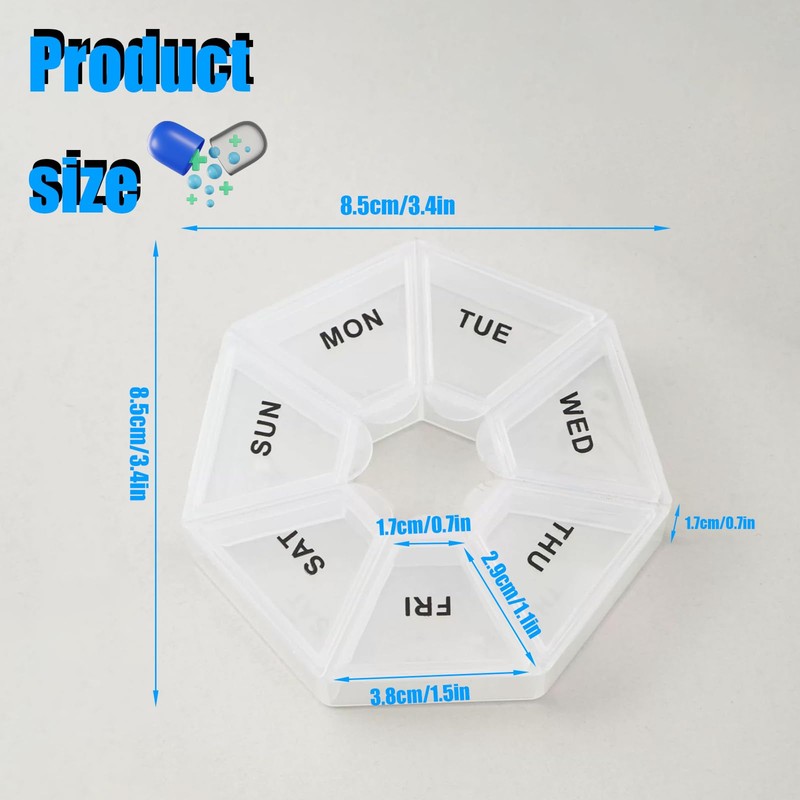 Cute Weekly Pill Organizer, 7 Day Vitamin Supplement Pill Case,