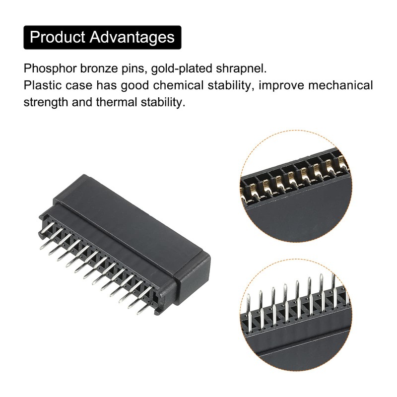 PATIKIL Card Edge Connector Black Socket Rectangular 24 Pin 2.54