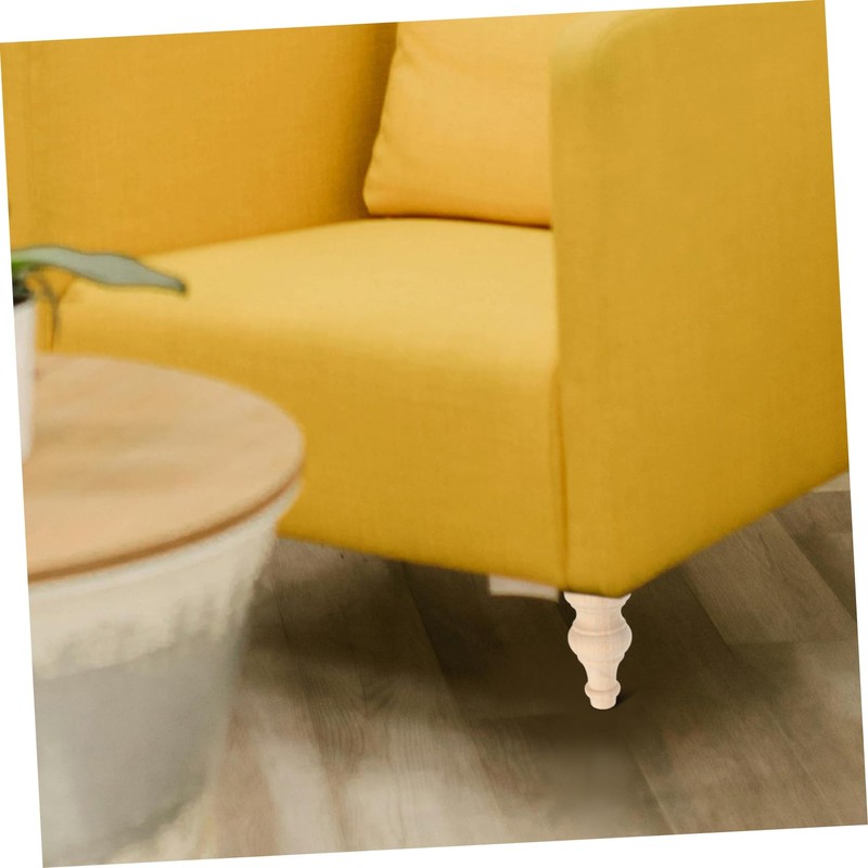 LALAFINA 4pcs Wooden Furniture Legs Replacement Unfinished Solid Wood Bun