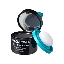 Red by Kiss Quick Cover Hair Concealer, Temporary Root Touch-Up, Precision Gray Coverage, Lightweight & Waterproof, Biotin Infused (Black)