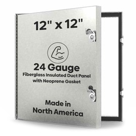 Best 12” x 12” Hinged Duct Access Panel with Neoprene Gasketing, 24-Gauge Galvanized Steel Access Door for Sheet Metal Duct, Fiberglass Insulated Double Panel, Notched Knock Over Tabs, BA-HD-5070