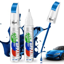 2pcs Car Paint Pen 12 ml Blue, 2 in 1 Car Scratch Repair Pen Quick Drying and Precise Repair, Paint Pens for Car Scratches, Paint Pen Car Paint Repair, Car Scratch Repair Agent