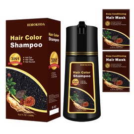 Tinte para El Cabello Negro 3 En 1 para Hombres y Mujeres - Cobertura de Cabello Gris de Larga Duración, Champú para Canas, Color Natural En Minutos  