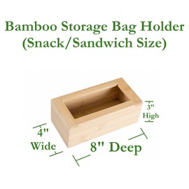 Lipper International Bamboo Storage Bag Organizer Holder and Dispenser for Kitchen Drawer or Countertop, Snack/Sandwich Size
